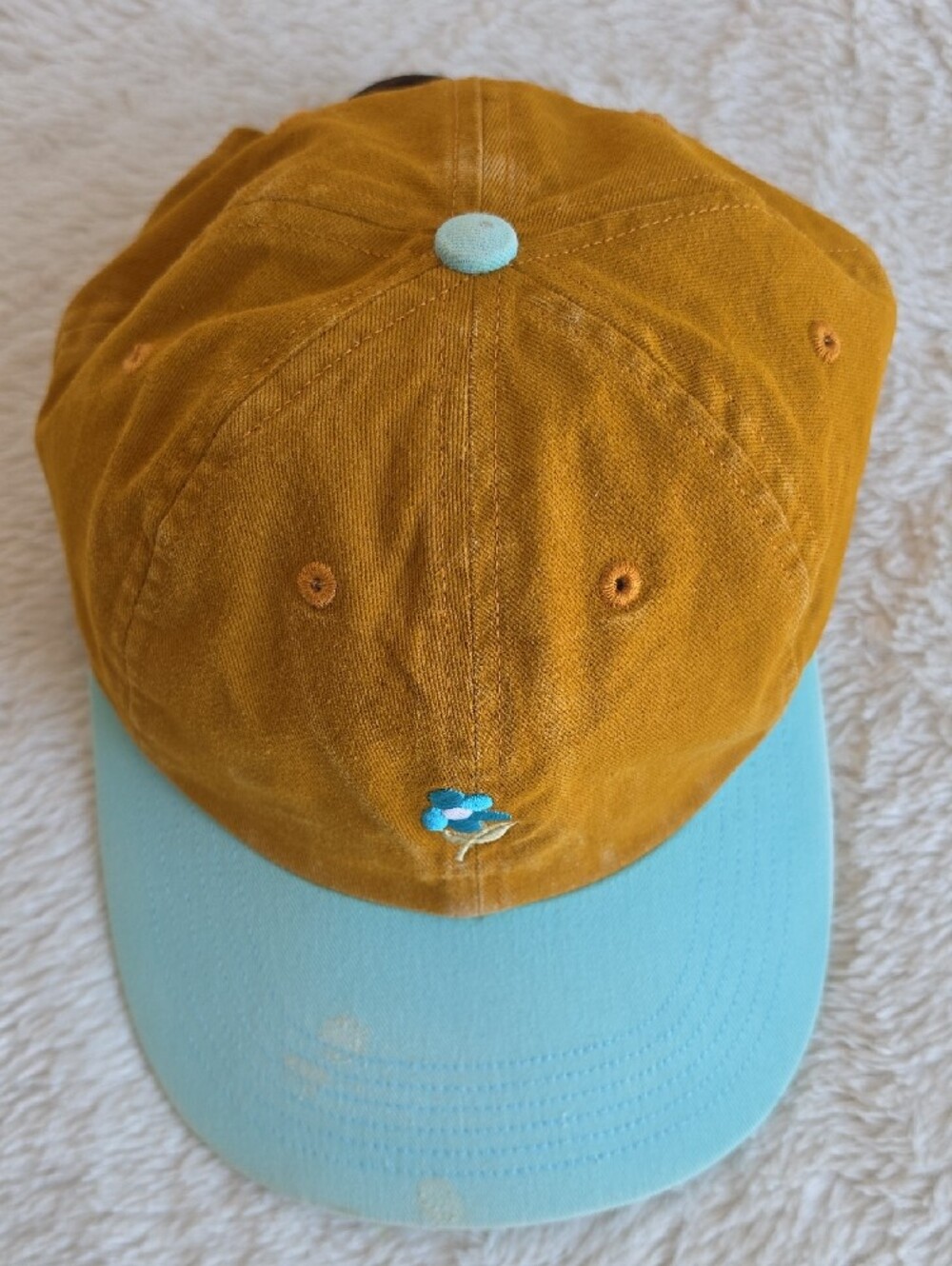 Golf Wang Mustard Corduroy / Light Blue Flower 6-Panel Cap - Made in USA